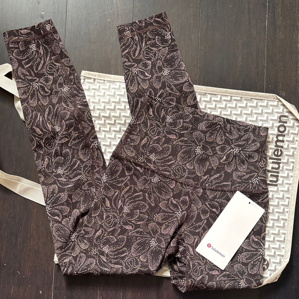 LULULEMON ALIGN HR PANT 25” in DOTTED MAGNOLIA PINK MULTI SZ 2 ,4 NWT
